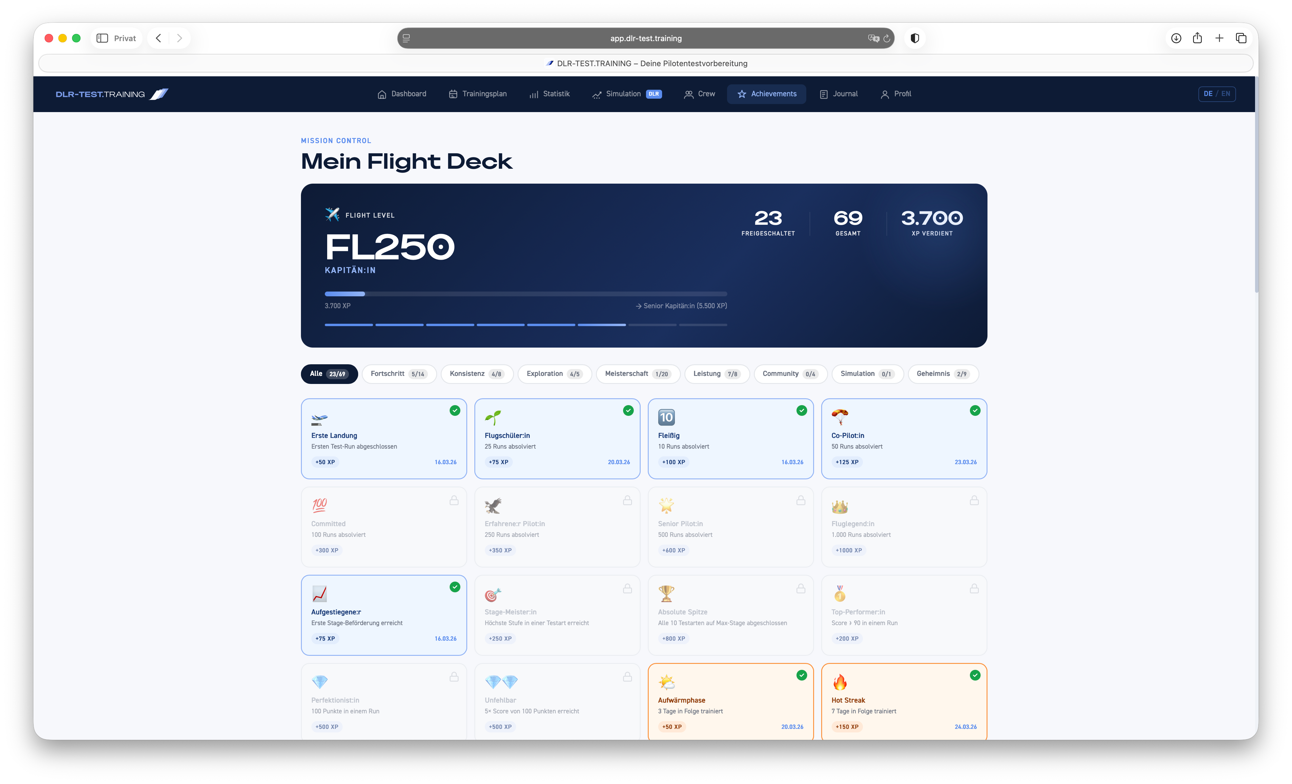 DLR-TEST.TRAINING Achievements — Erfolge und Meilensteine im DLR-Training